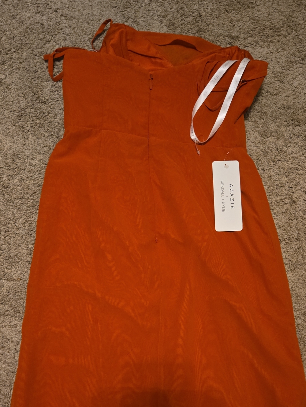 Cowl Ruffle Chiffon Column Dress In Paprika Color - Picture 5 of 5